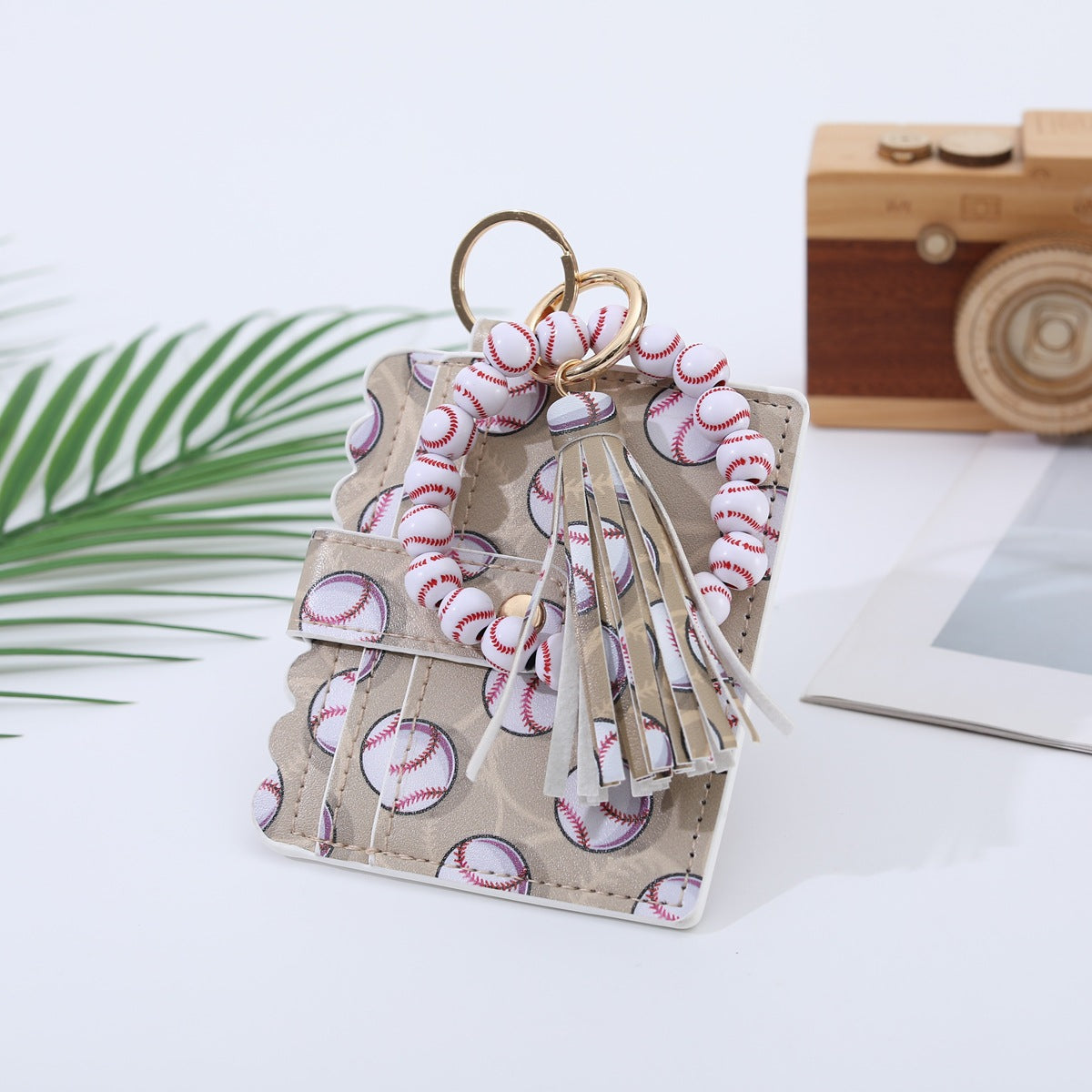 Sports Wooden Bead Card Holder Document Bracelets
