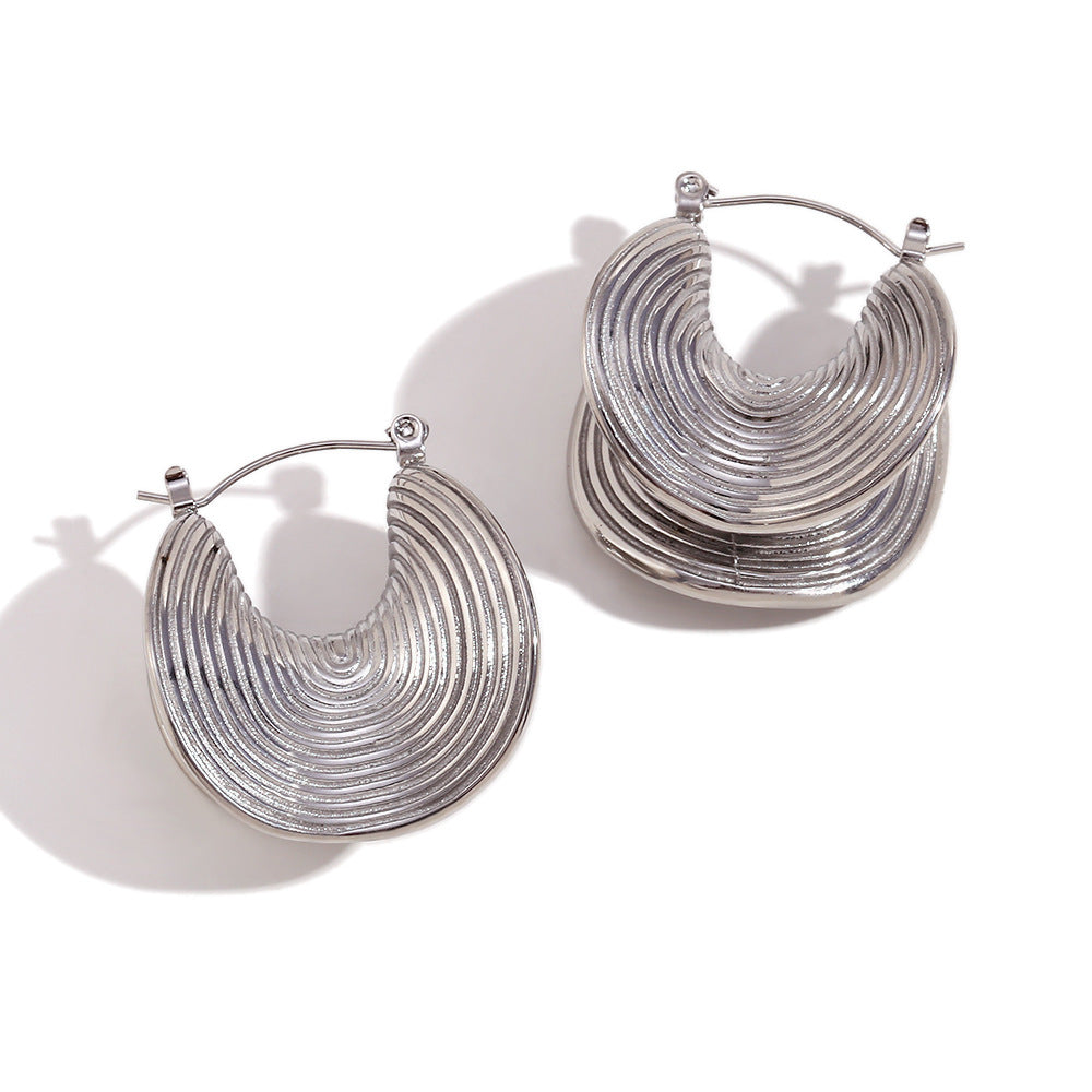 Women's Fashion Personalized Minority Creative Stainless Steel Gold-plated Half Earrings
