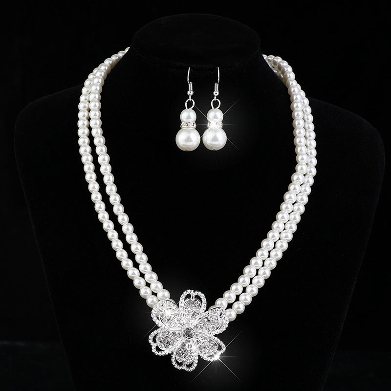 Comfortable Classy Bridal Full Diamond Clavicle Jewelry Set