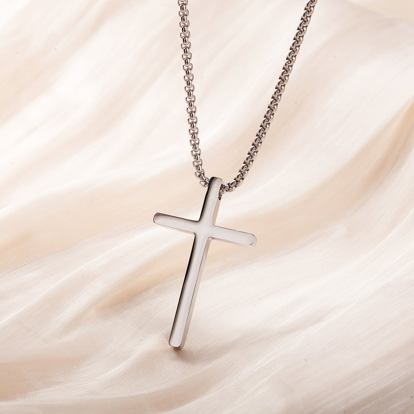 Men's Long Stainless Steel Sweater Chain Gold Plating Simple Geometric Necklaces