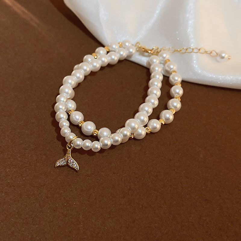 French Retro Smiley Face Bamboo Artificial Jade Personality Trendy Light Bracelets