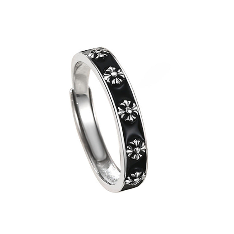 Women's & Men's Couple Personality Luxury Niche Flower Pattern Long-distance Ring