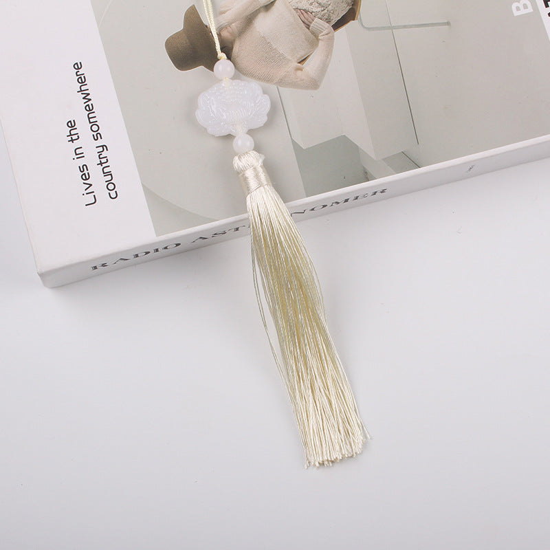 Jade Lotus Tassel Fringe Kunlun Fan Cheongsam Jewelry Accessories