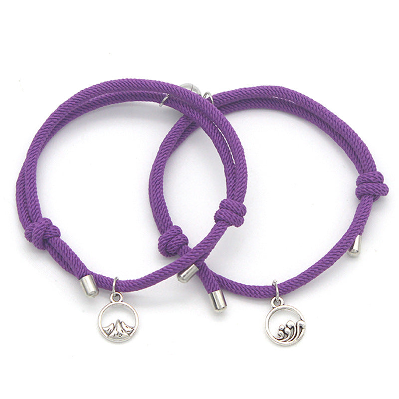 Alloy Sun Moon Oath Couple Magnet Bracelet