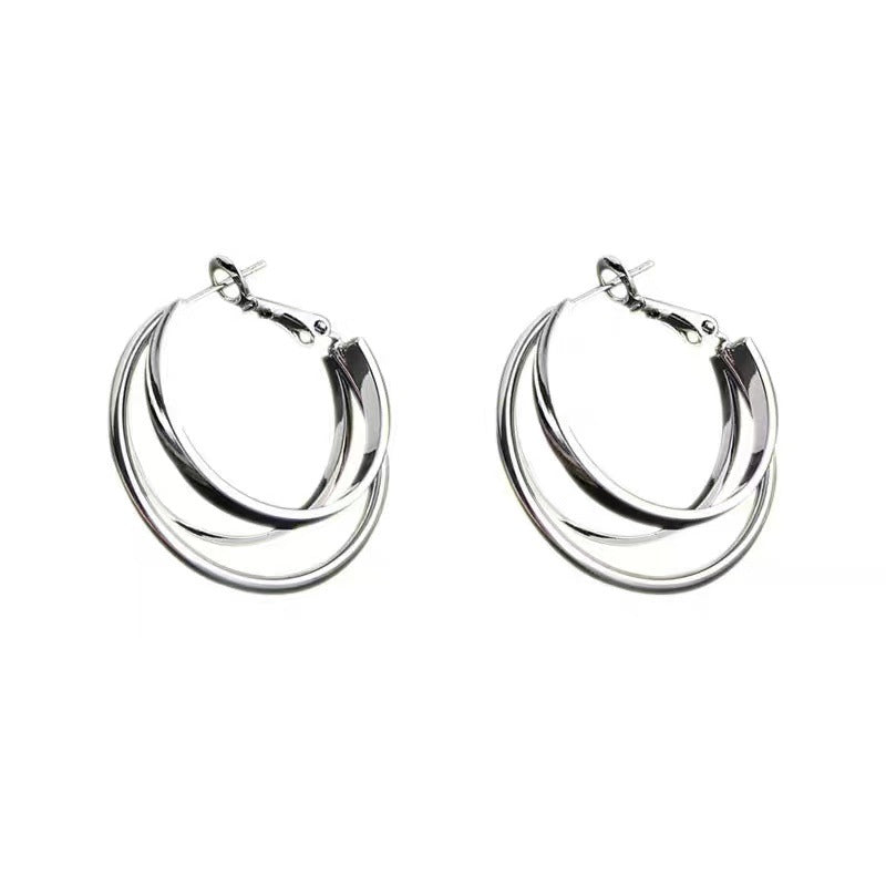 Women's Round Trendy Circle Ear Simple Cold Style Retro French Rings