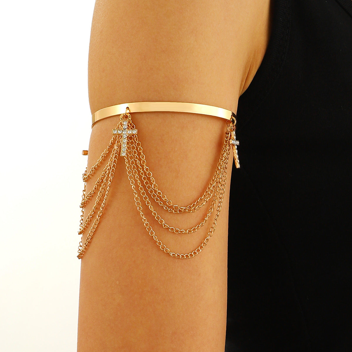 Niche Adjustable Arm Chain Metal Lanyard Tassel Armband Vacation Style Bracelets