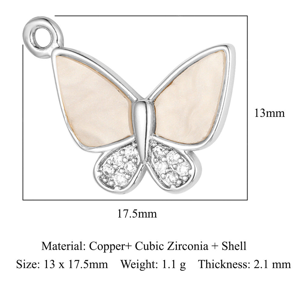 Shell Butterfly Abalone Copper Zircon Cupid Pendants