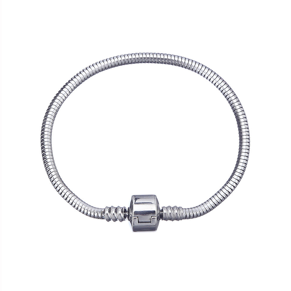 Women's & Men's Metal Stainless Steel Waterproof Colorfast Snake Bone Wear Chain Pan Bracelet