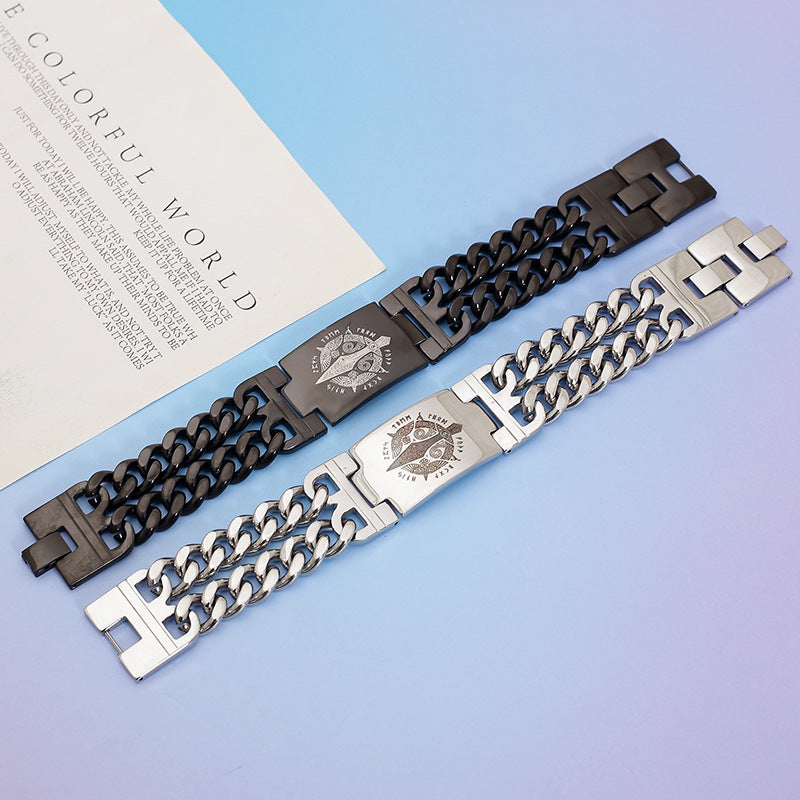 Men's Viking Spear Text Fashion Domineering Titanium Steel Bracelets
