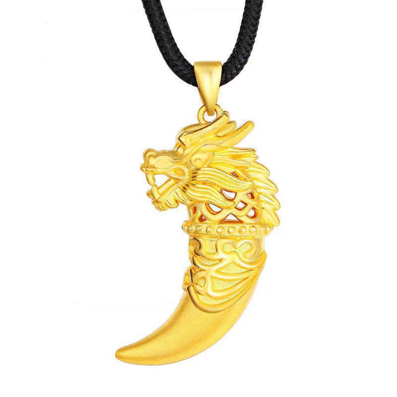 Men's Zodiac Dragon Tooth Brass Gold Plated Retro Style Pendants