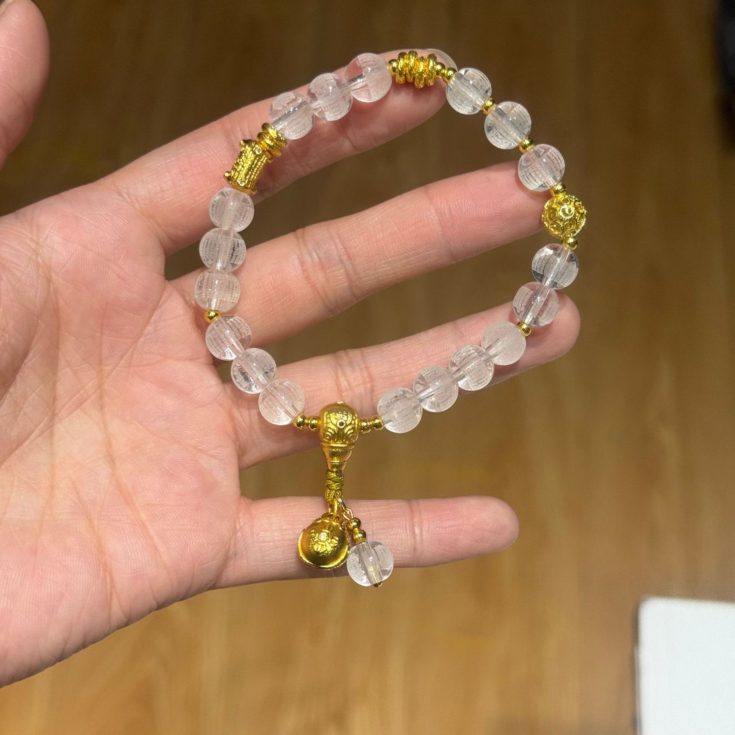Sutra White Colored Glaze Single Temple Bracelets
