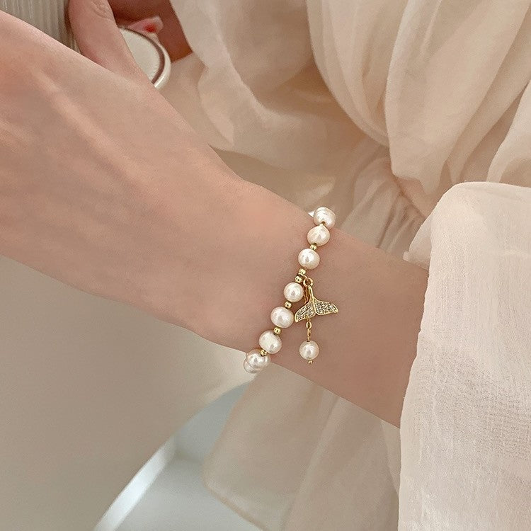 Women's Entry Lux Niche Fishtail Freshwater Pearl Copper Plated Bracelet