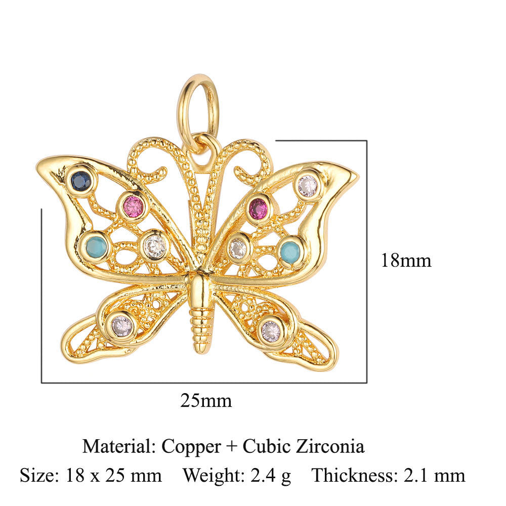 Copper Zircon Ornament Accessories Wind Butterfly Snake Pendants