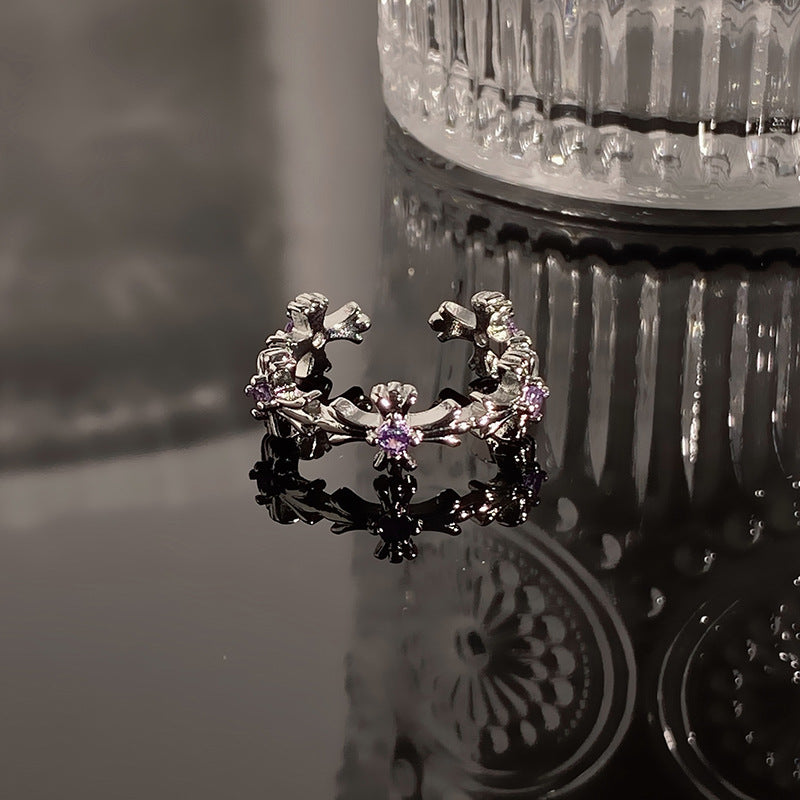 Light Luxury Butterfly High-grade Rhinestone Open Cold Rings