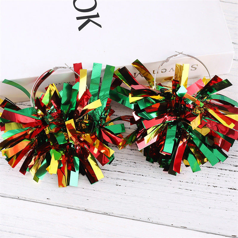 Red White Blue Bright Silk Exaggerated Personalized Holiday Atmosphere Earrings