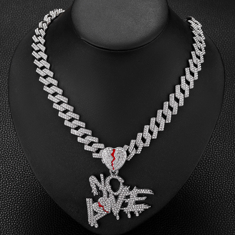 Men's Split Heart Niche Personality For Cuban Link Necklaces