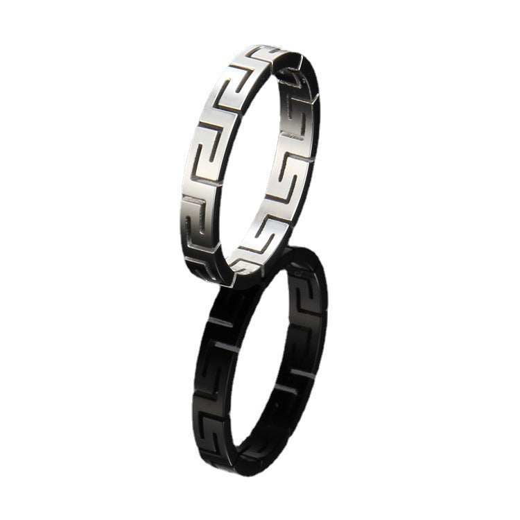 Women's & Men's Steel Hollow Great Wall Pattern Geometric Trendy Titanium Hip Rings