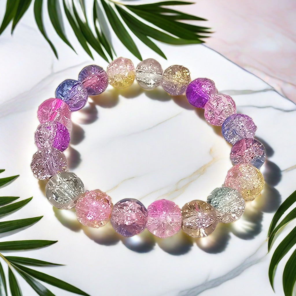 Purple Brushed Floral Beads Female Hand Toy Bracelet