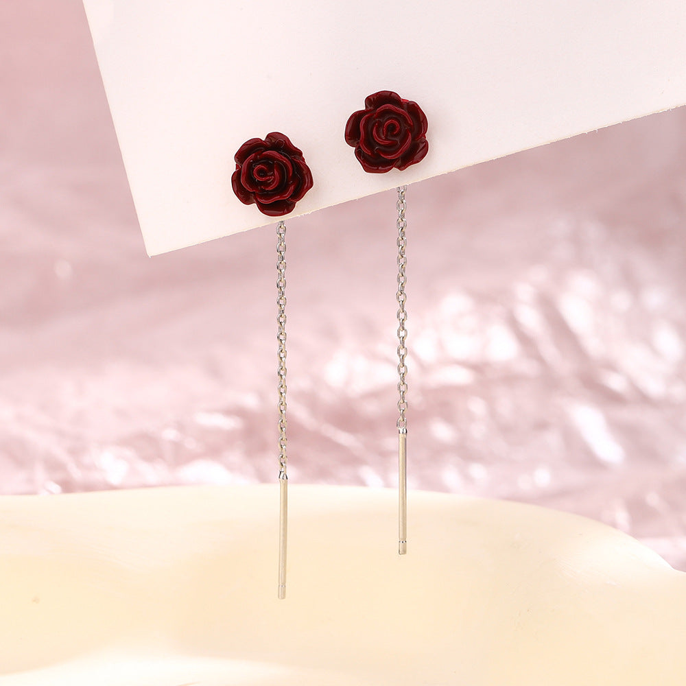 Flower Female French Retro Affordable Luxury Trendy Small Camellia Ear Line