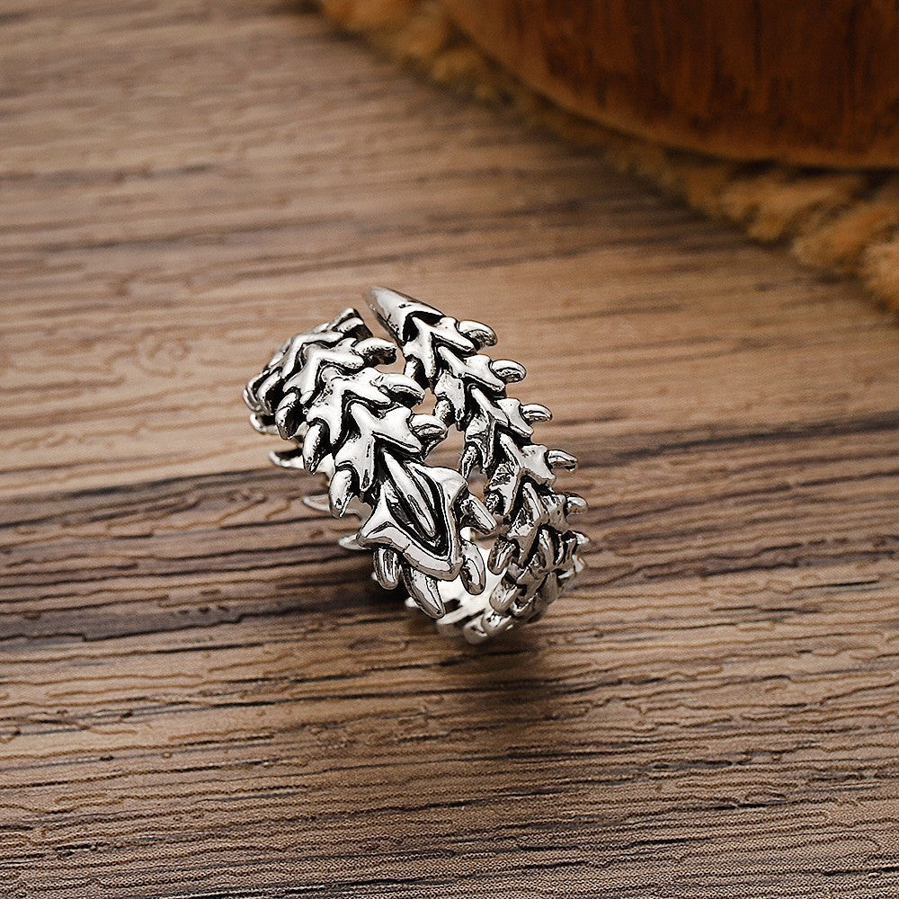 Women's & Men's Punk Backbone Skull Personality Retro With Opening Adjustable Centipede Ring