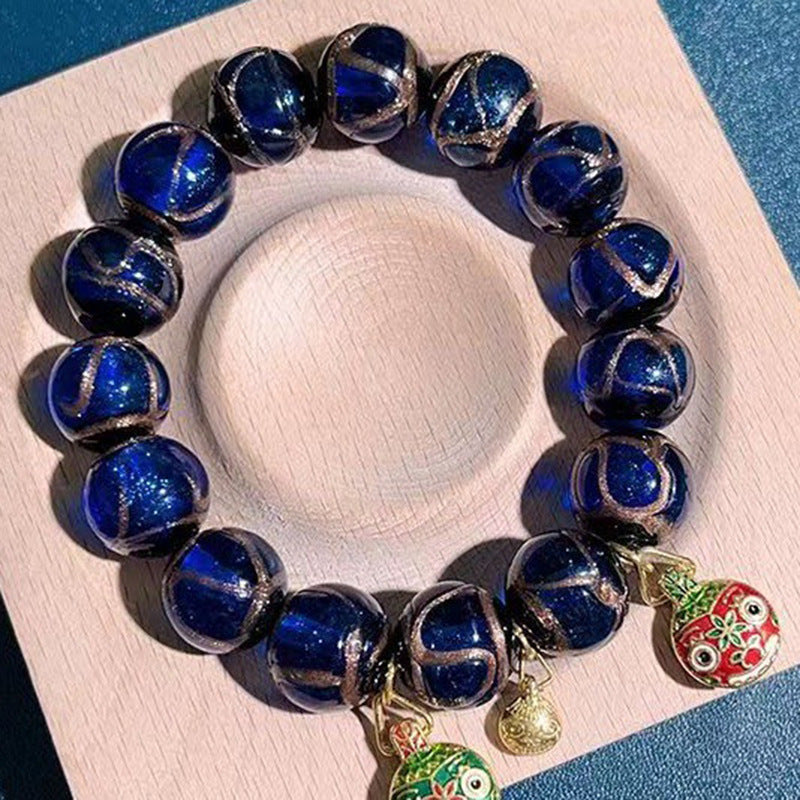 Style Fragrant Gray Colored Glaze Five Elements Lucky Swallowing Gold Bracelet