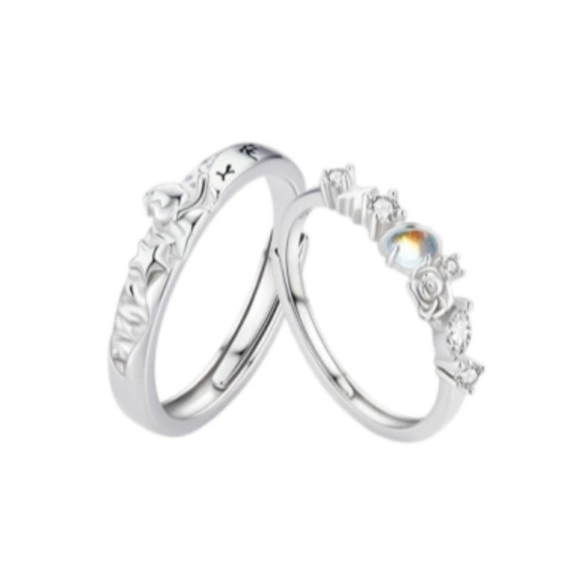 Prince Rose Couple Female Male Design Opening Rings