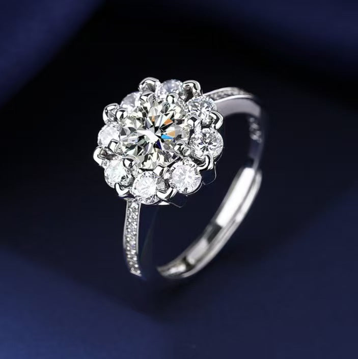 Eight Hearts Arrows Zircon Imitation Moissanite Female Male Six Claw Ring