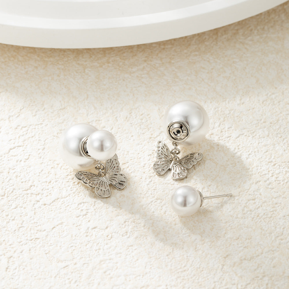 Pearl Butterfly Fashion Affordable Luxury Style Hollow Niche High-grade Stud Earrings