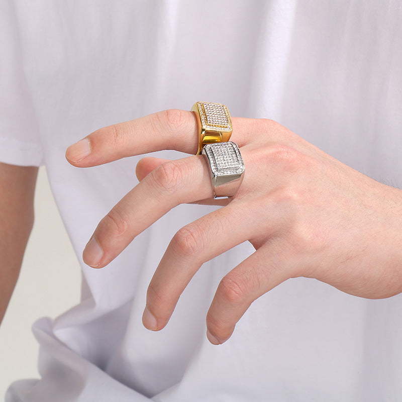 Men's Hop Square Fashion Luxury Vacuum Plating Rings