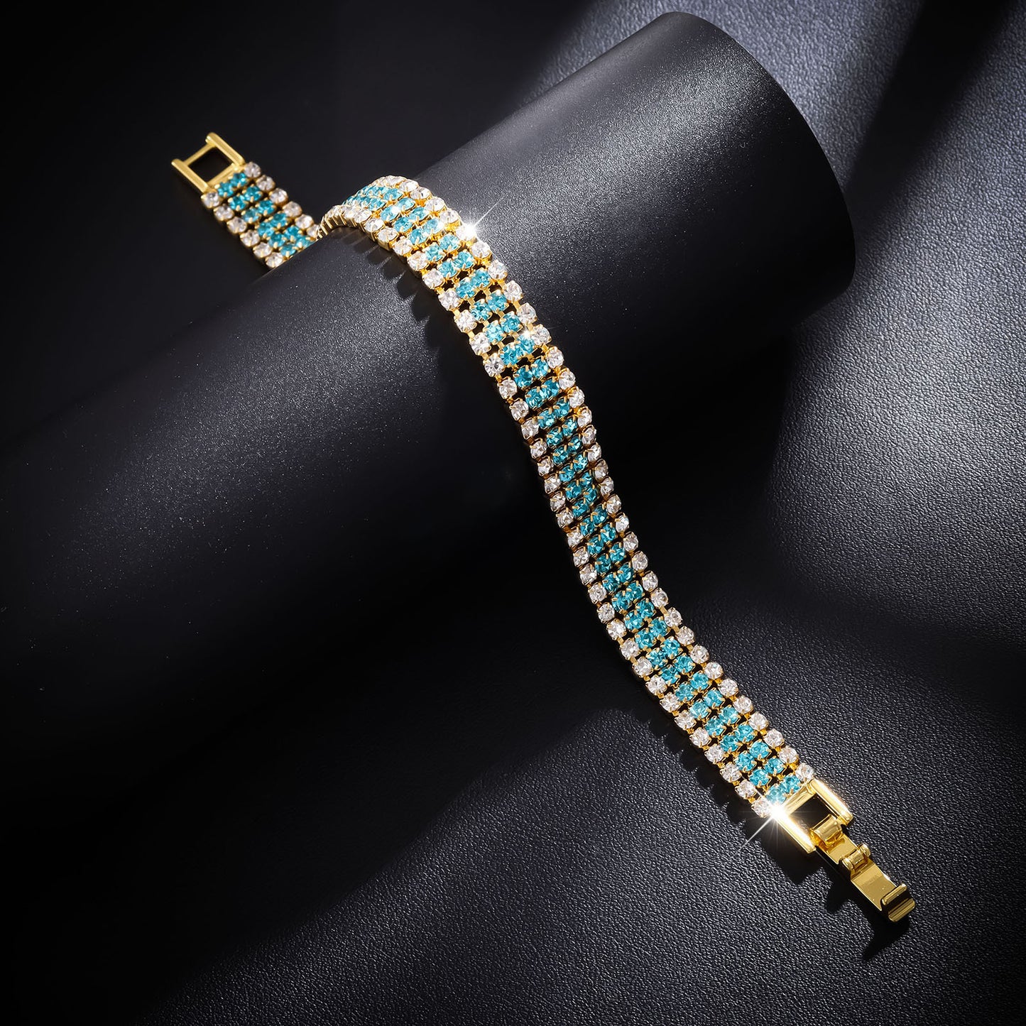 Women's Luxury Roman Crystal Gold Simple Full Diamond Bracelets