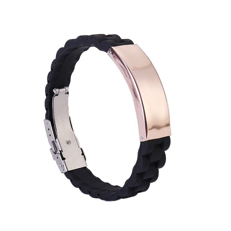 Men's Trendy Silicone Sports Simple Laser Sculpture Bracelet