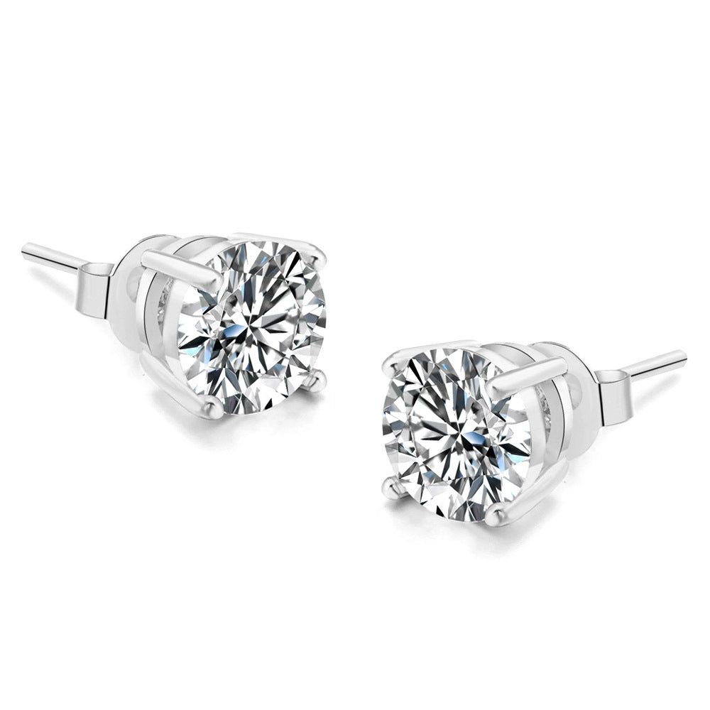 Women's Classic Simple Four Claw Round Zircon For Gold Plated Multicolor Rings