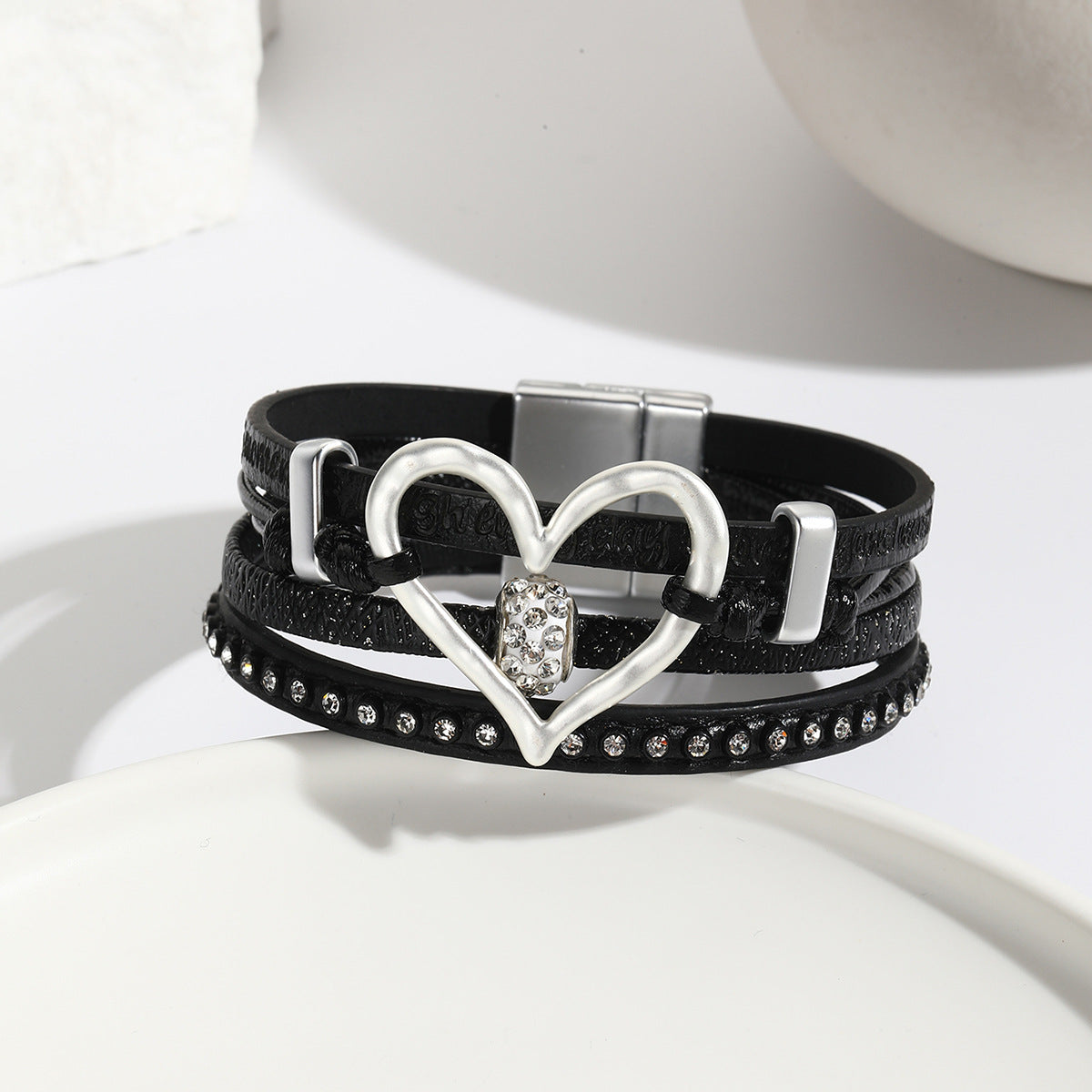 Accessories Sweet Leather With Diamond Magnetic Bracelets