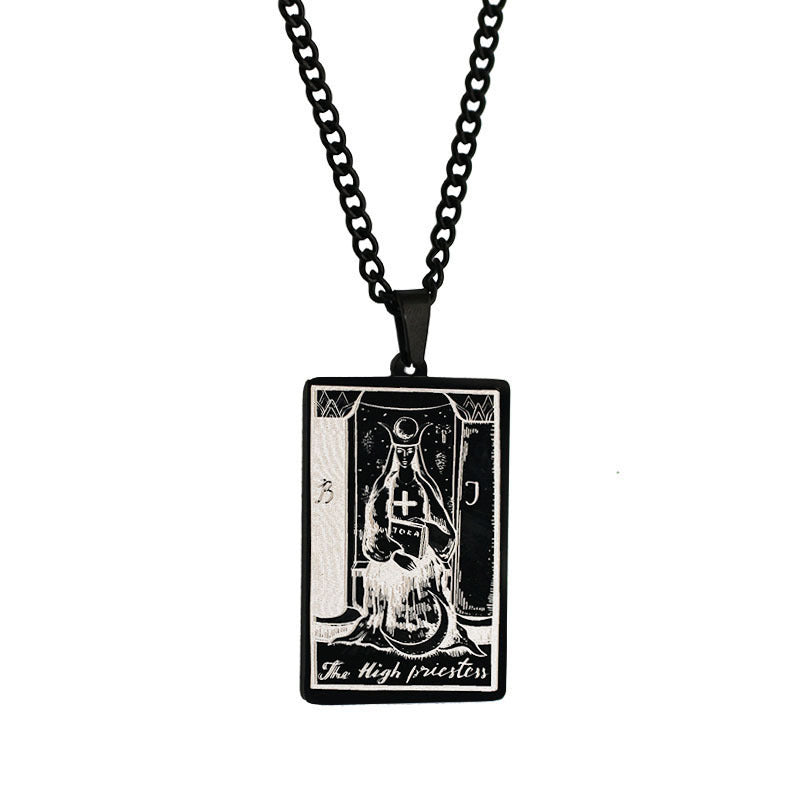 Zhang Tarot Titanium Steel Retro Rectangular Necklaces