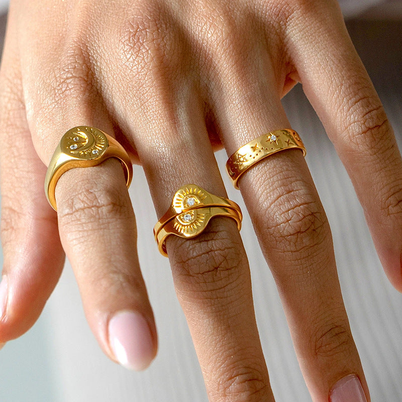 Moon Vast Universe Titanium Steel Electroplating Rings