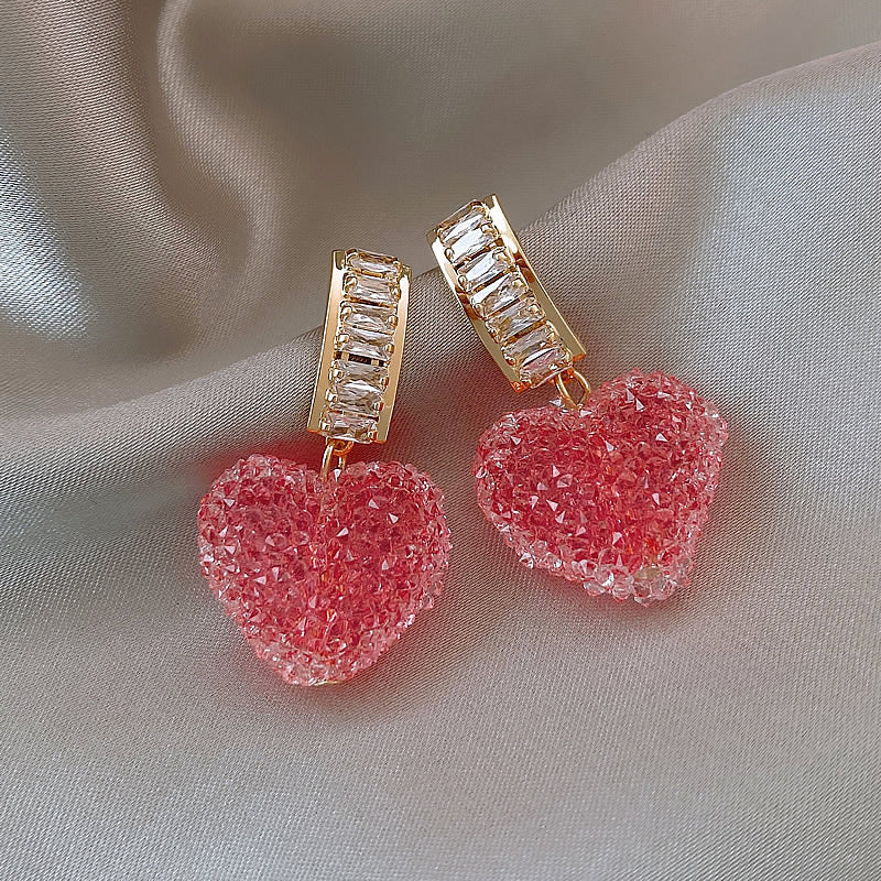 Full Of Peach Heart Trendy Elegant High-grade Cute Earrings