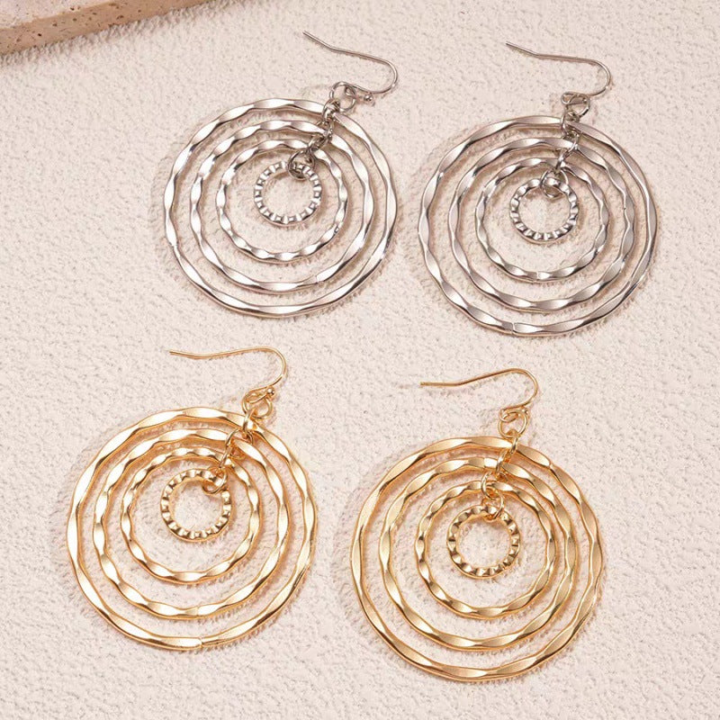 Round Thread Eardrop Female Cold Style Cool Sister Series Earrings