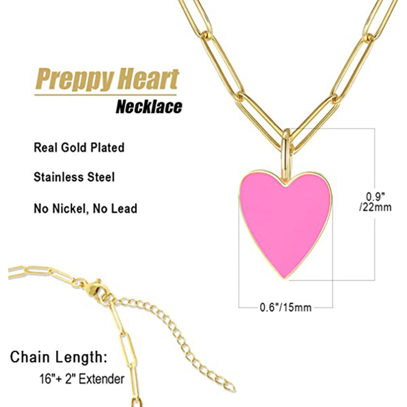 Women's Source Heart-shaped Gold-plated Stainless Steel Clip For Girlish Fashion Love Necklace