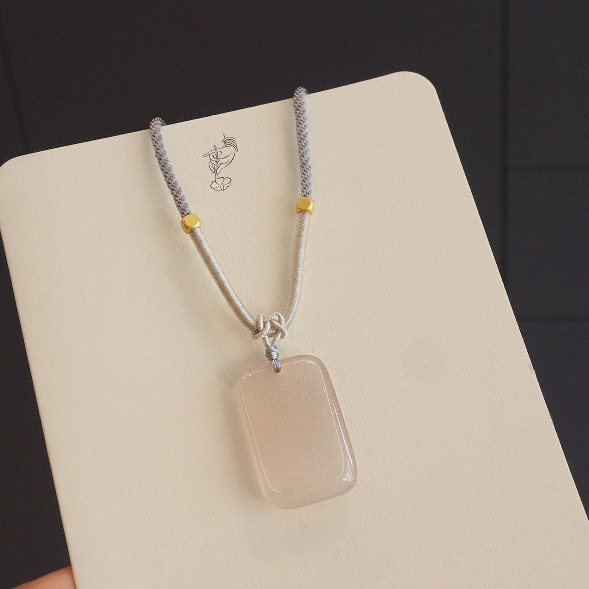 Natural Chalcedony Auspicious Cloud Jequirity Bean Butterfly Lotus Fashion Couple Necklace