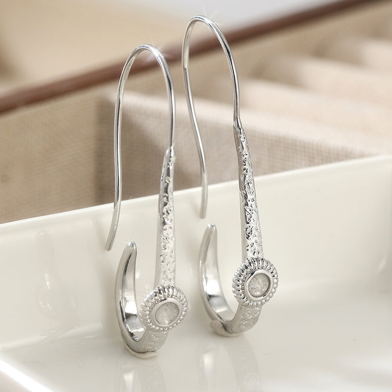 Morning Moon Copper Fashion Simple Zircon Earrings