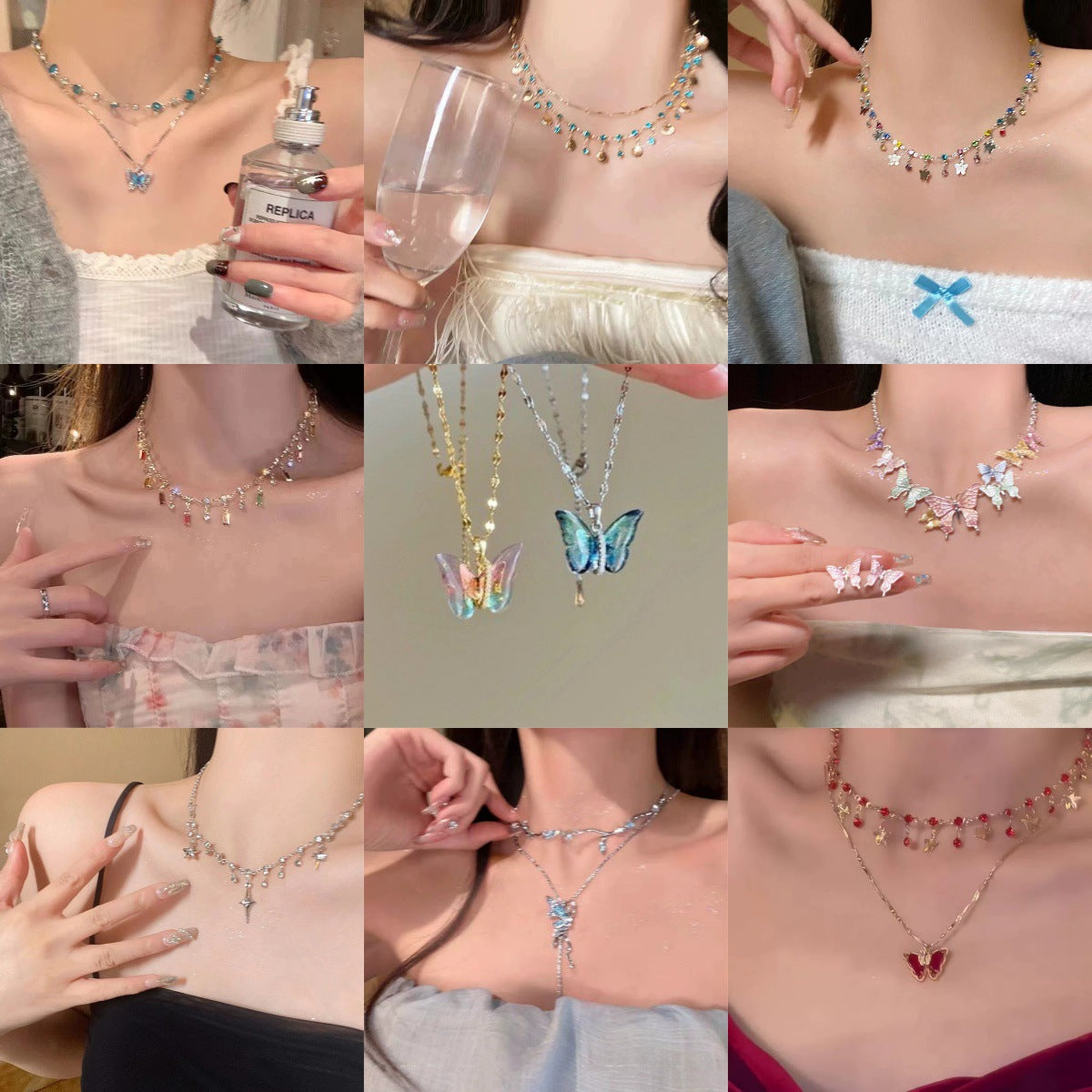 Summer Cool Butterfly Female Light Luxury Minority Flash Exquisite Clavicle Necklace