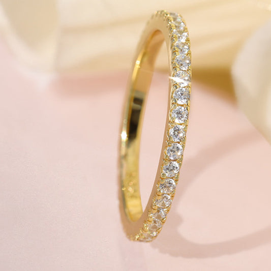 Sterling Sier Flash Inlaid Row Diamond In Rings