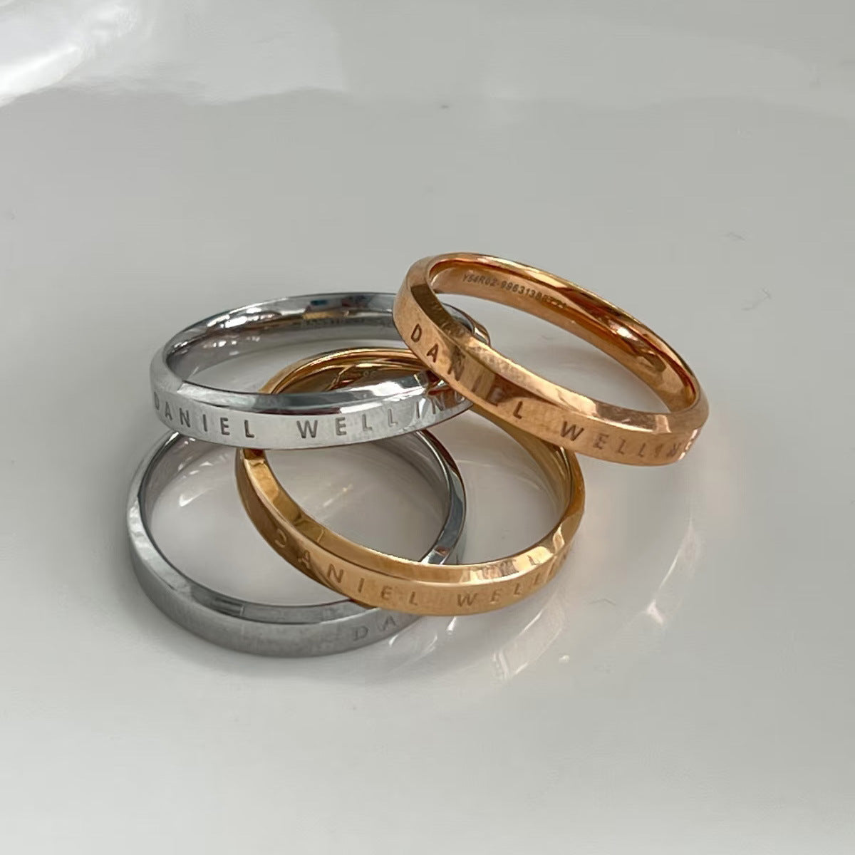 Classic Titanium Steel Dripping Letter Couple English Ring