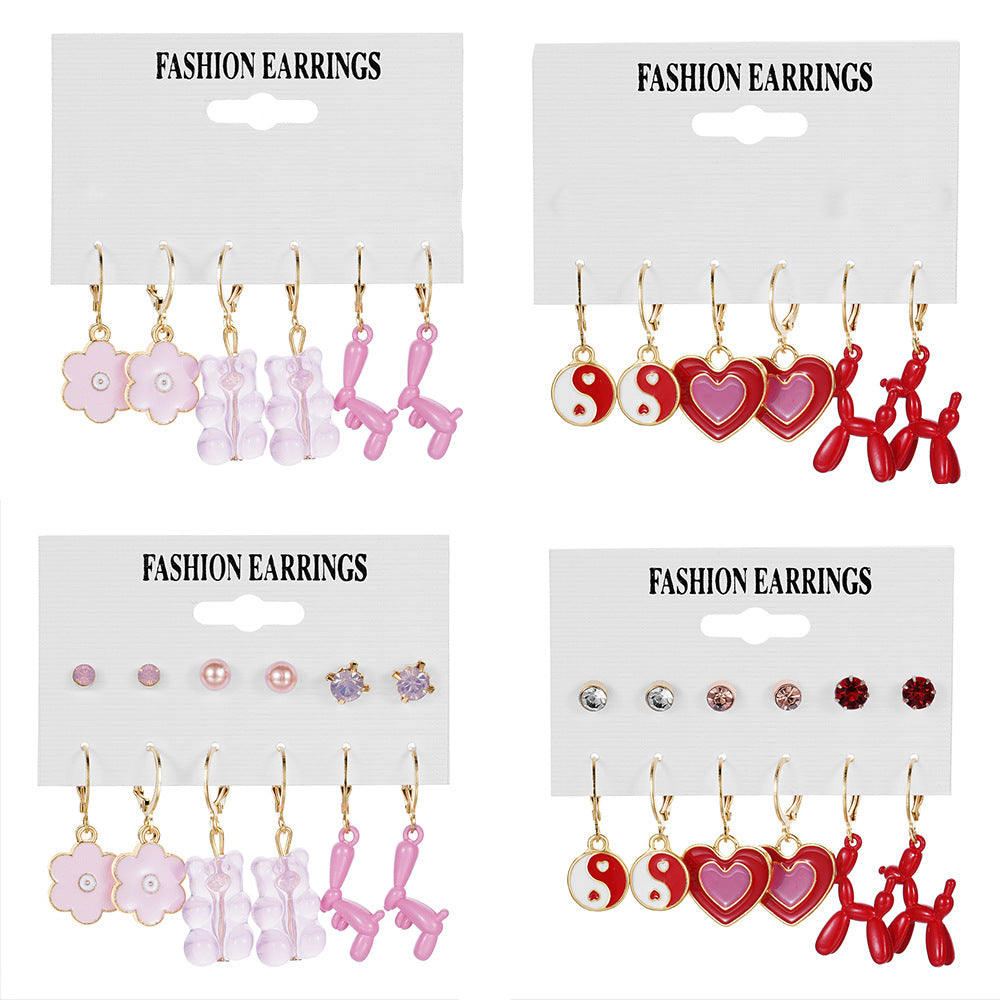 Acrylic Butterfly Cute Bear Ear Clip Earrings