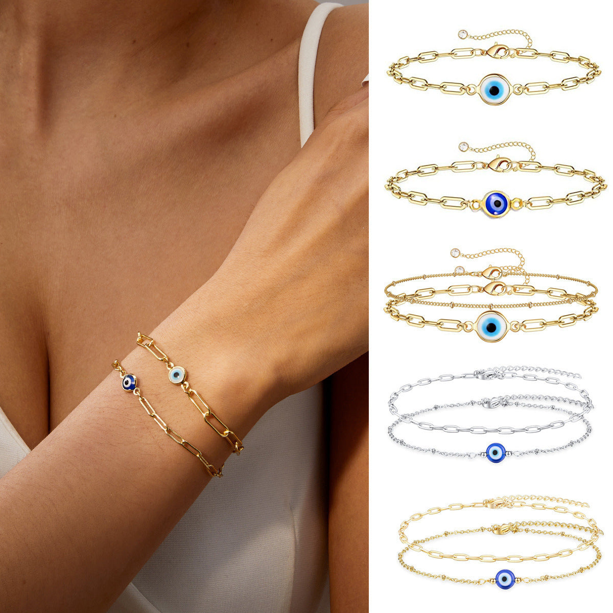 Turkish Devil's Eye Fashion Stainless Steel Blue Bracelets