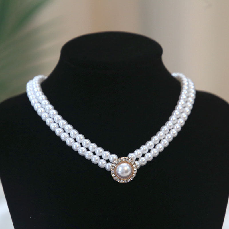 Elegant Retro Pearl Ear Suit Bridal Wedding Necklaces