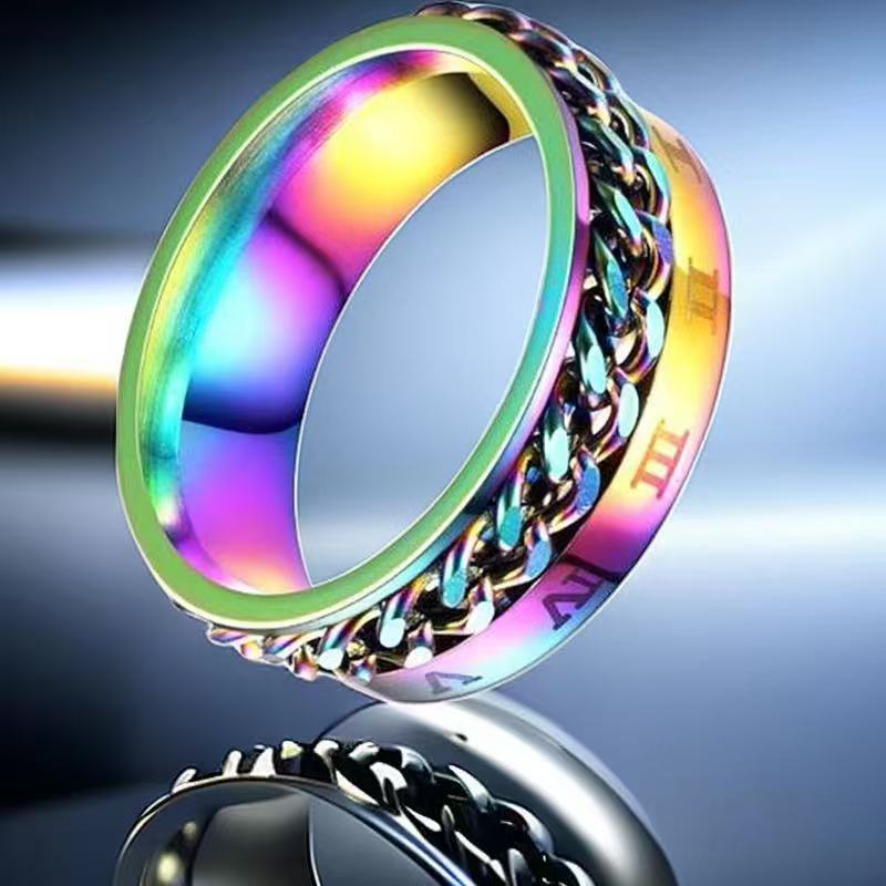 Men's Stainless Steel Chain Niche Trendy Titanium Rings