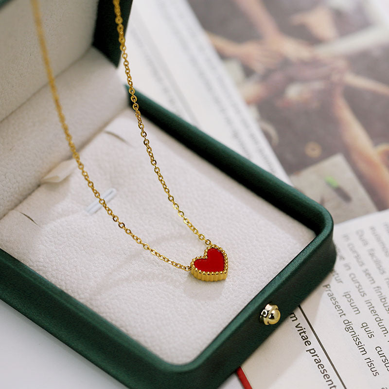 Peach Heart Korean Style Red Double-sided Love Titanium Necklaces