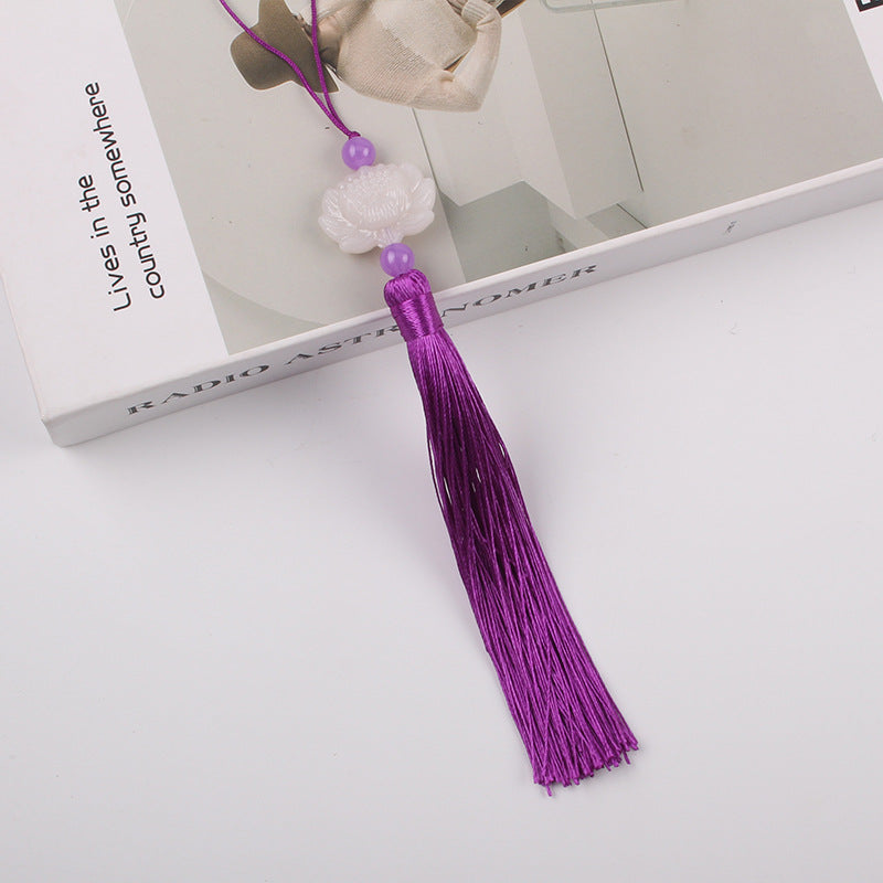 Jade Lotus Tassel Fringe Kunlun Fan Cheongsam Jewelry Accessories