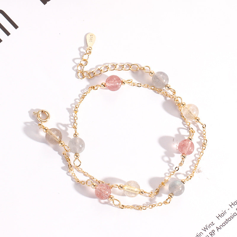 Women's Rainbow Crystal For Strawberry Moonstone Attracting Male Stable Bracelets